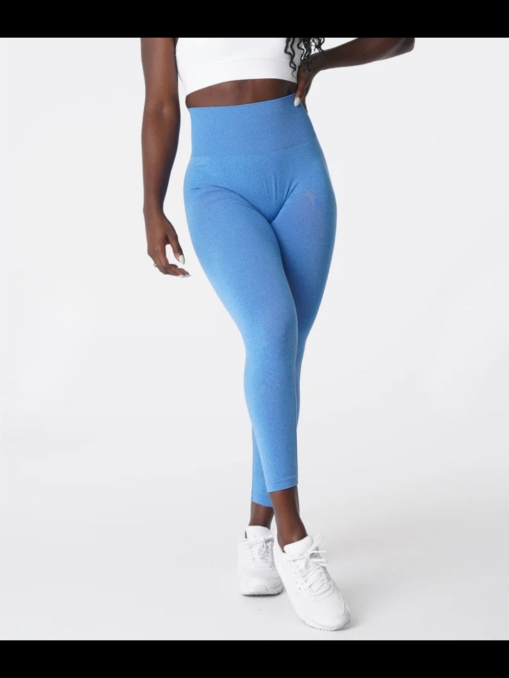 NVGTN Women's High-Waist Sky Blue Seamless Leggings - Size S
